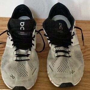 On Running Black and White Athletic Shoes with Cushioned Midsole